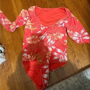 Billabong Red and White Floral One Piece